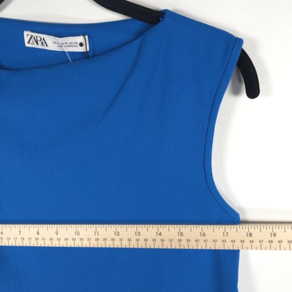 NWOT ZARA Curved Hem‎ Asymmetric Sleeveless Knit Top Royal Blue 8218/707 Sz M - Picture 5 of 9